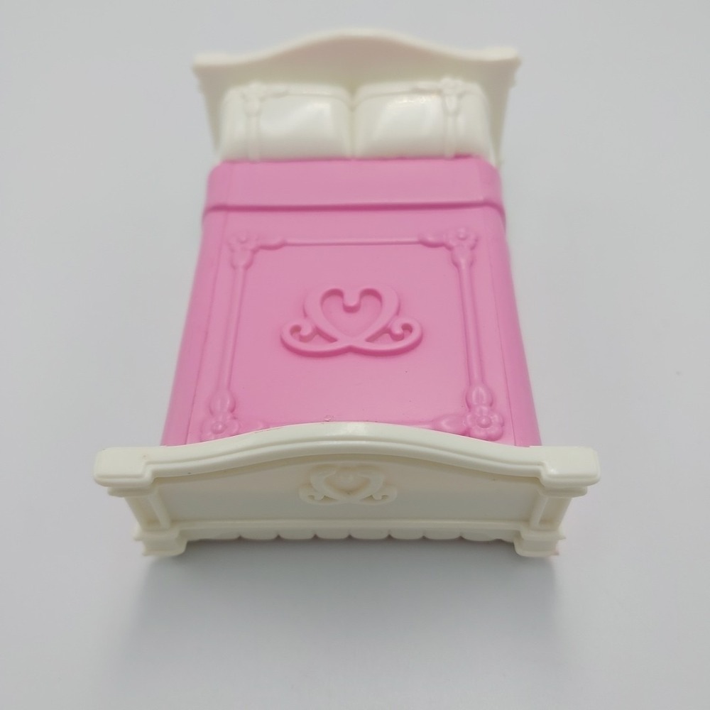 2004 Sweet Streets‎ Double Bed Cream Pink Fisher Price Mattel Plastic Dollhouse